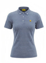 NAVY BLUE STRIPED BLENDED POLO WOMEN