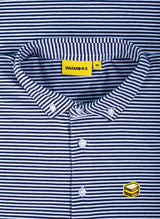 NAVY BLUE STRIPED BLENDED POLO WOMEN