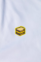 BLUE KNIT COLLAR WHITE POLO