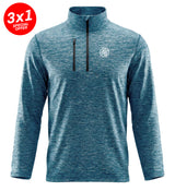 BLUE MARBLED QUARTER ZIP OUTERWEAR