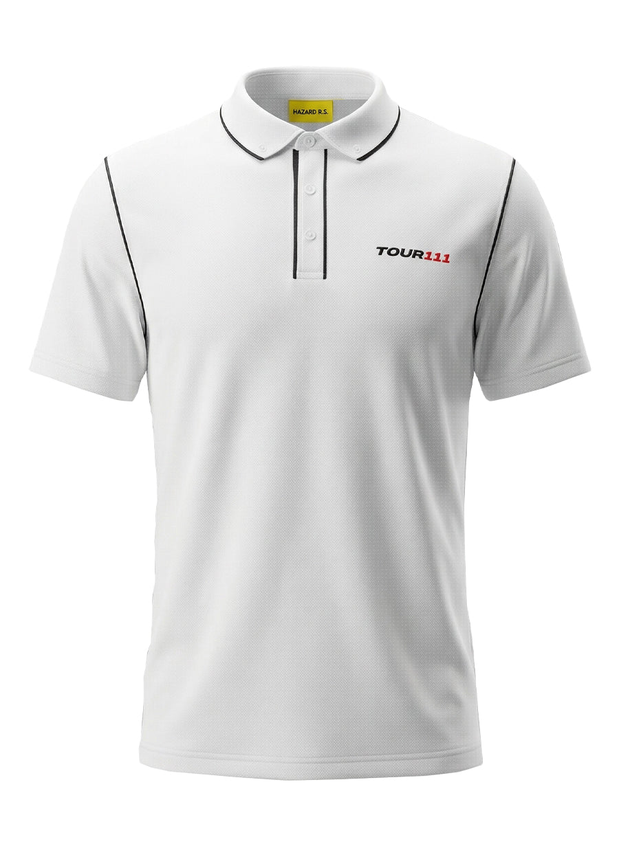 TOUR111 WHITE POLO – HAZARD ROUGH SOCIETY