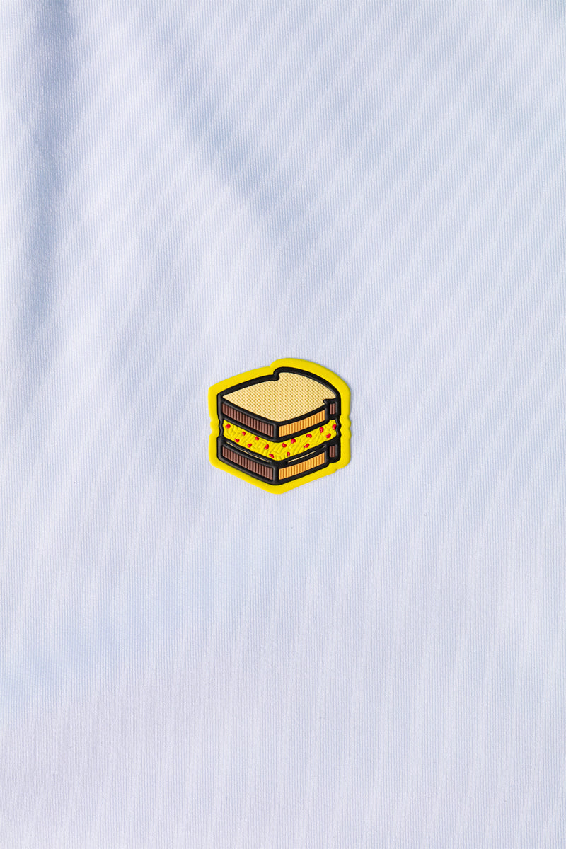 BLUE KNIT COLLAR WHITE POLO