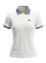 BLUE KNIT COLLAR WHITE POLO WOMEN