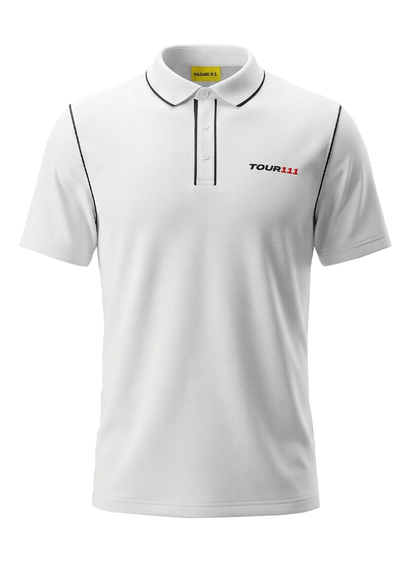 TOUR111 WHITE POLO – HAZARD ROUGH SOCIETY