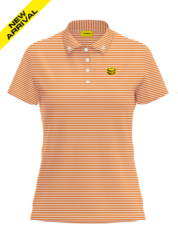 ORANGE STRIPED BLENDED POLO WOMEN