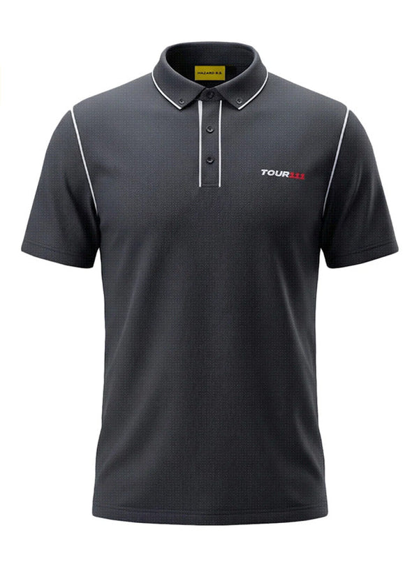 TOUR111 BLACK POLO – HAZARD ROUGH SOCIETY