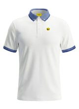 BLUE KNIT COLLAR WHITE POLO