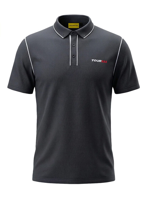TOUR111 BLACK POLO – HAZARD ROUGH SOCIETY